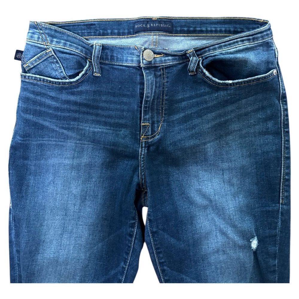 Rock & Republic Women’s Distressed Dark Wash Blue Jeans Kashmiere Size 14M - Picture 4 of 7